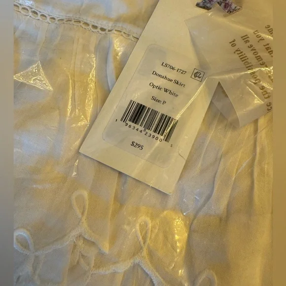 LoveShackFancy Donahue Layered Ruffle Skirt In Optic White Size p - Picture 4 of 4